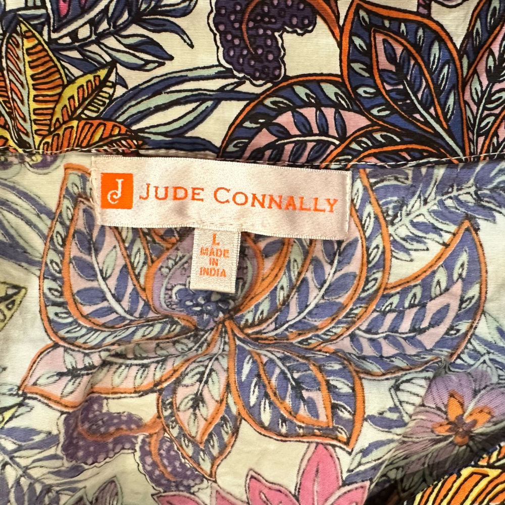 Jude Connally Floral Swing Dress Large Purple Pink Vacation Resort Cottagecore - Picture 3 of 3